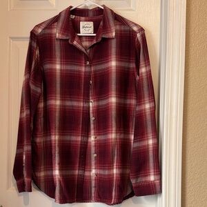 JACHS Girlfriend Red Plaid Women's Button Down Shirt